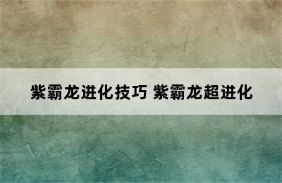 紫霸龙进化技巧 紫霸龙超进化